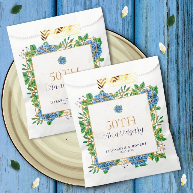 Sacolinha Festa de 50 anos do Elegante Dourado Hydrangea (Criador carregado)