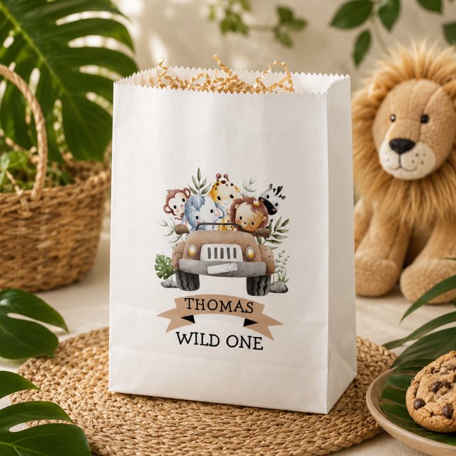Sacolinha Festa de Animais de Safari na Selva Tropical (Tropical Jungle Safari Animals Party Favor Bag)