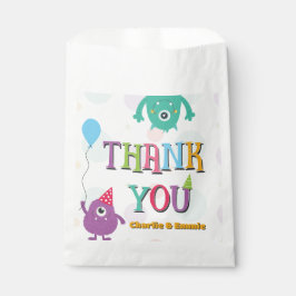 Sacolinha Festa de aniversário Bonita De Monstros Obrigado