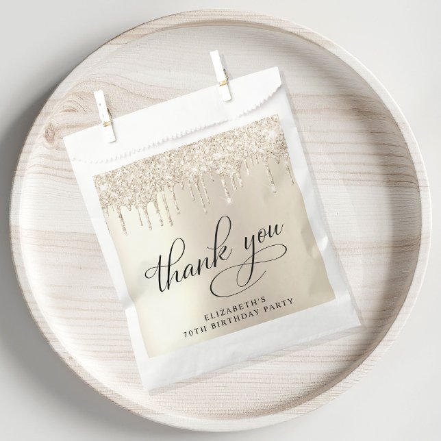 Sacolinha Festa de aniversário brilhante Dourada Elegante (Criador carregado)