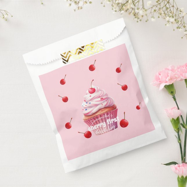 Sacolinha Festa de Aniversário da Bebê Rosa com Cereja e Cup (Selado)