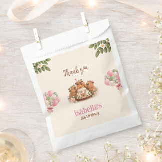 Sacolinha Festa de Aniversário da Menina Kawaii Capivara Ros