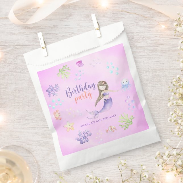 Sacolinha Festa de aniversário da Mermaid Girl (Cortado)
