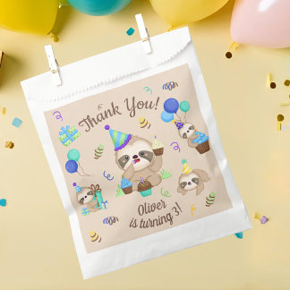 Sacolinha Festa de Aniversário da Preguiça Feliz Obrigado