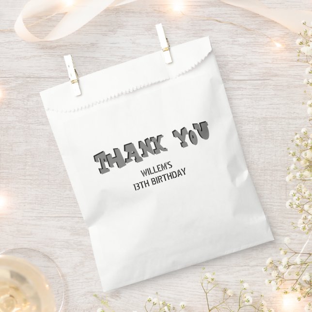 Sacolinha Festa de aniversário de 13 de Amostra Obrigado (Cortado)