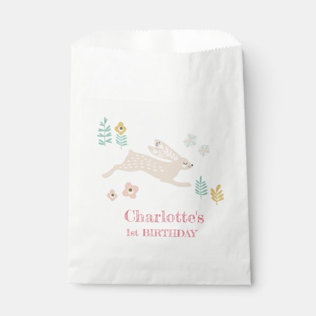 Sacolinha Festa de Aniversário de 1 Ano do Coelhinho Fofo  (Frente)