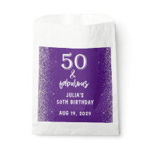 Festa de Aniversário de 50 anos Glitter Prata Roxo