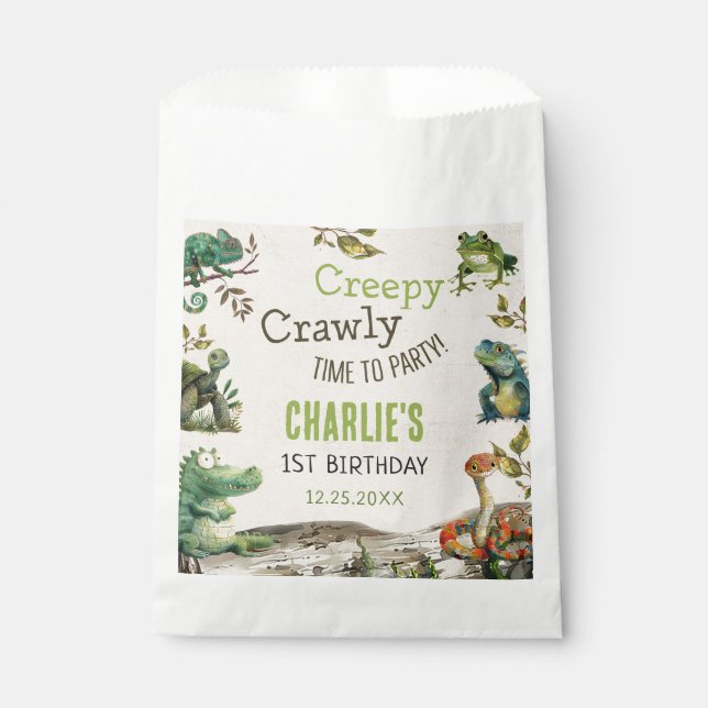 Sacolinha Festa de aniversário de Apresentação de Répteis (Frente)