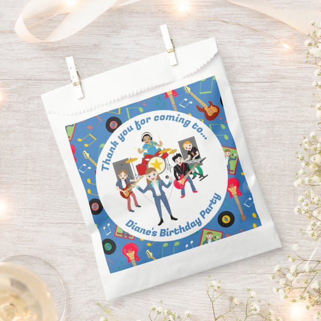 Sacolinha Festa de aniversário de Banda Rock Star (Cortado)