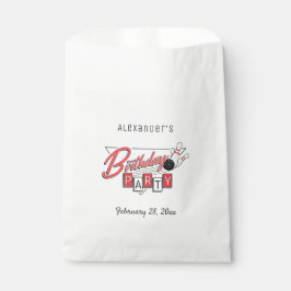 Sacolinha Festa de Aniversário de Boliche com Logo Retro