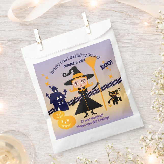 Sacolinha Festa de aniversário de bruxa de fantasia do Hallo (Cortado)