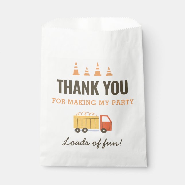 Sacolinha Festa de aniversário de Caminhão de Construção (Frente)