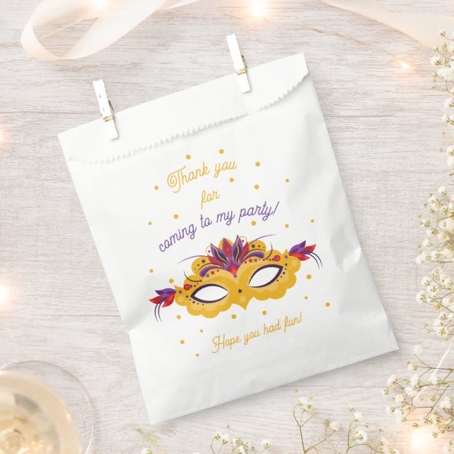 Sacolinha Festa de aniversário de Carnaval Obrigado (Cortado)
