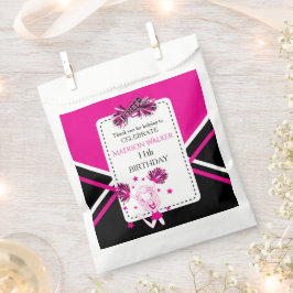 Sacolinha Festa de aniversário de cheerleader rosa-quente, p