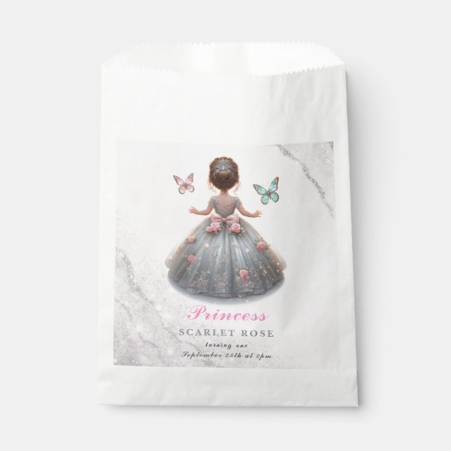 Sacolinha Festa de aniversário de conto de fadas da princesa (Frente)