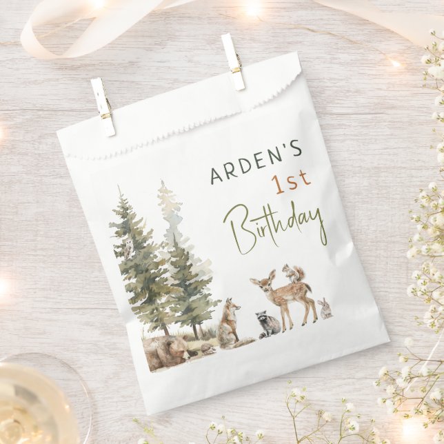 Sacolinha Festa de Aniversário de criança de Animais Florest (Cortado)