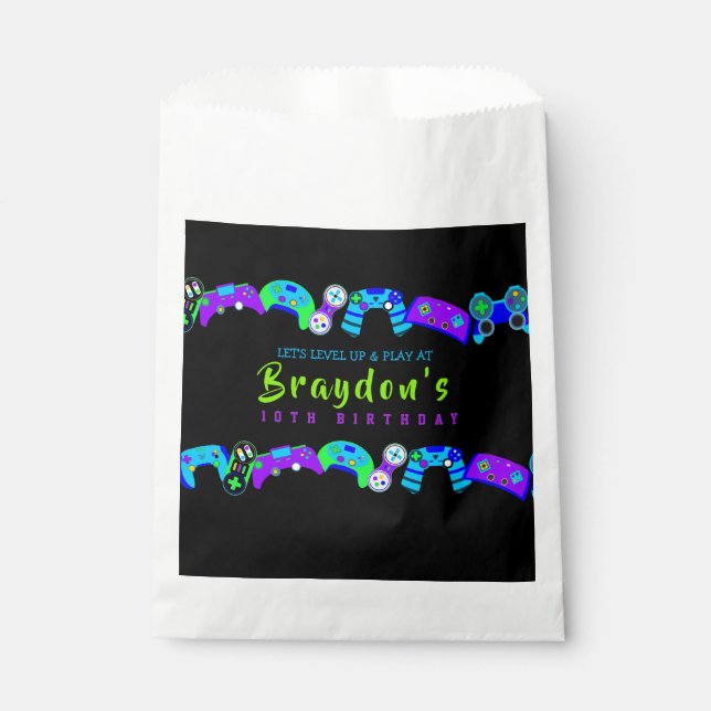 Sacolinha Festa de Aniversário de criança de JOGOS DE VÍDEO (Frente)