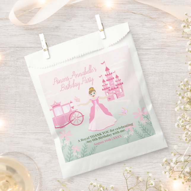 Sacolinha Festa de aniversário de Fantasia Princesa Rosa (Cortado)