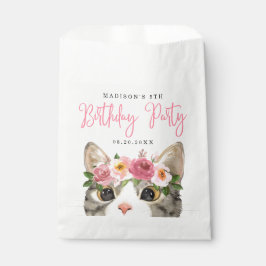 Sacolinha Festa de aniversário de Gatinho de Aquarela Doce