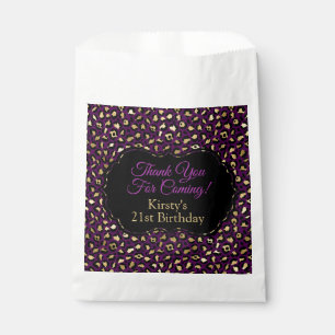 Sacolinha Festa de aniversário de Impressão Leopardo Roxo 