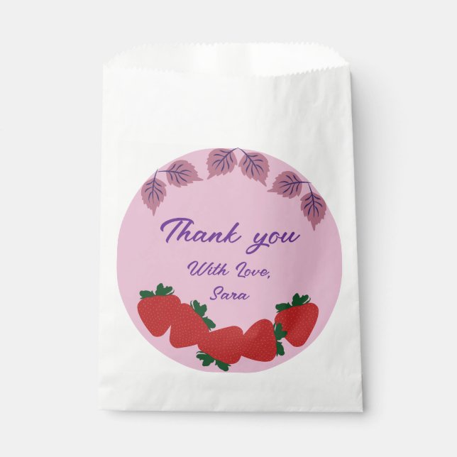 Sacolinha Festa de aniversário de morangos (Frente)