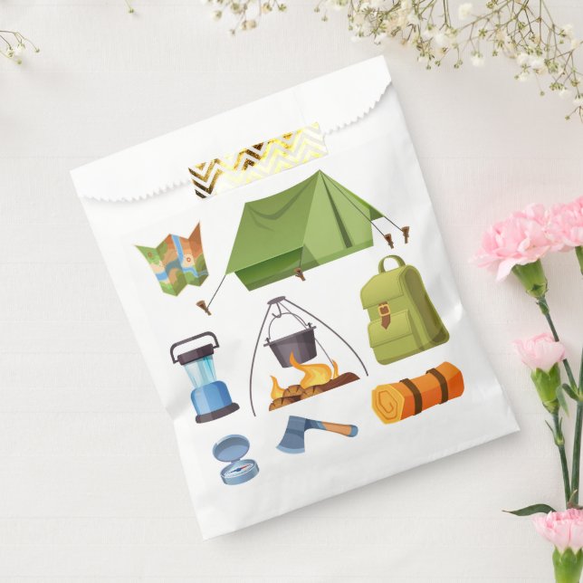 Sacolinha Festa de aniversário de tenda do acampamento (Selado)