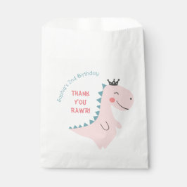 Sacolinha Festa de aniversário do Dinossauro Rosa Rosa Rosa 