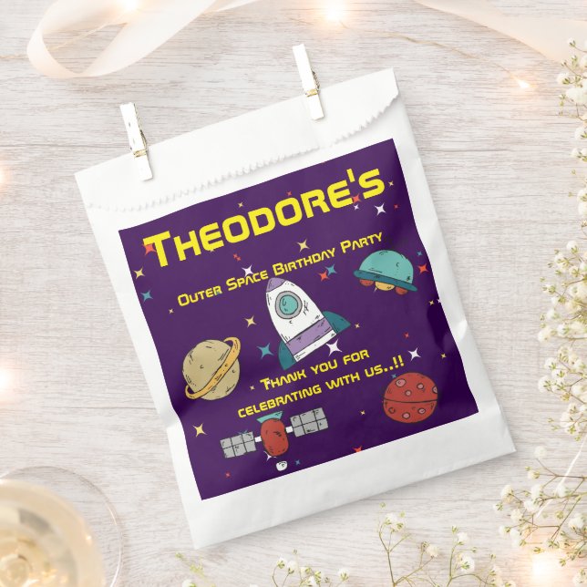 Sacolinha Festa de aniversário do Espaço Exterior (Cortado)