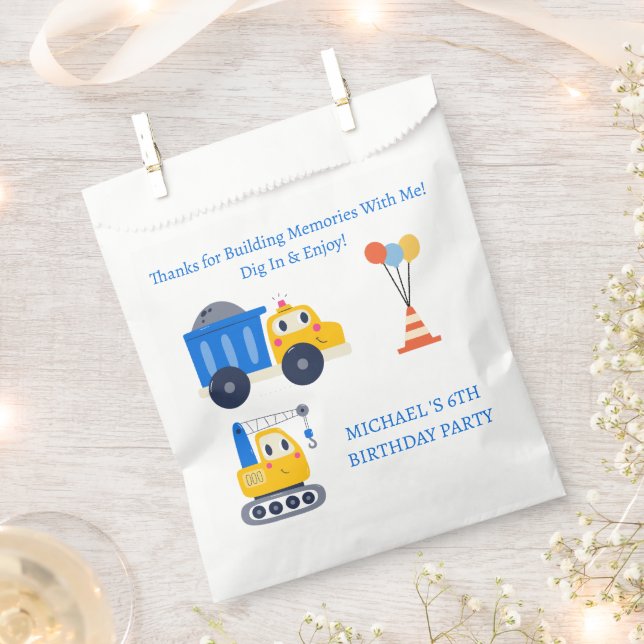 Sacolinha Festa de aniversário do Tema de Construção da Cria (Cortado)