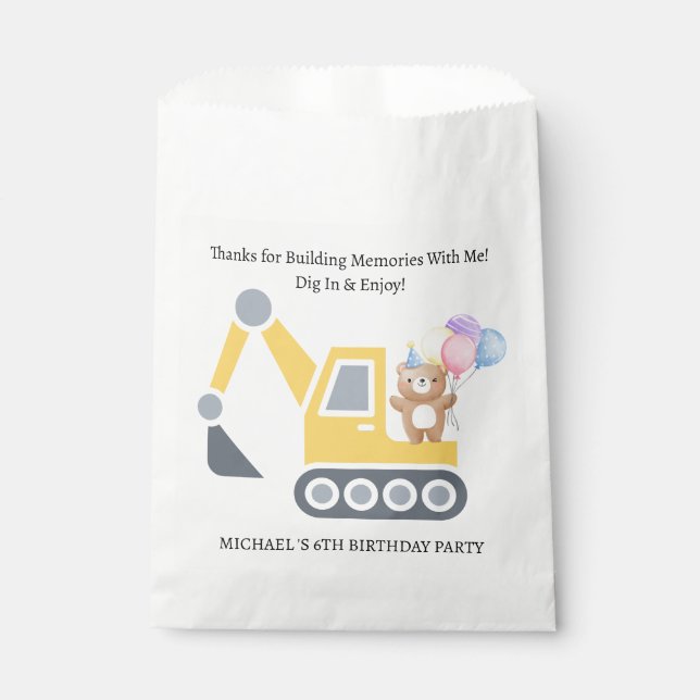 Sacolinha Festa de aniversário do Tema de Construção de Cubo (Frente)