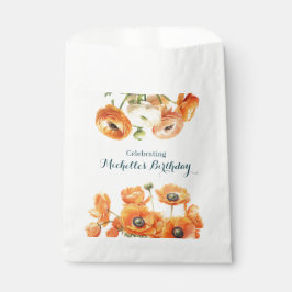 Sacolinha Festa de aniversário Floral do Jardim Laranja