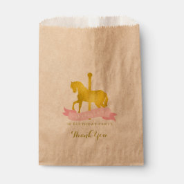 Sacolinha Festa de aniversário rosa do carrossel