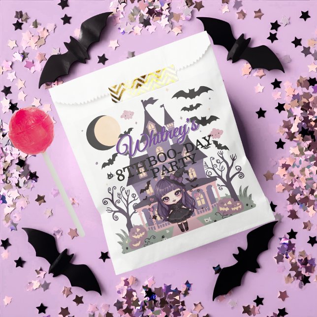 Sacolinha Festa de aniversário Roxo da Menina (Spooky Girl Purple Birthday Party Favor Bag)
