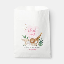 Sacolinha Festa de aniversário Safari Garota Obrigado Dando 
