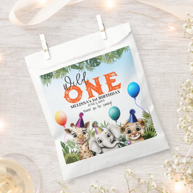 Sacolinha Festa de aniversário Selvagem de Animais Safari (Cortado)