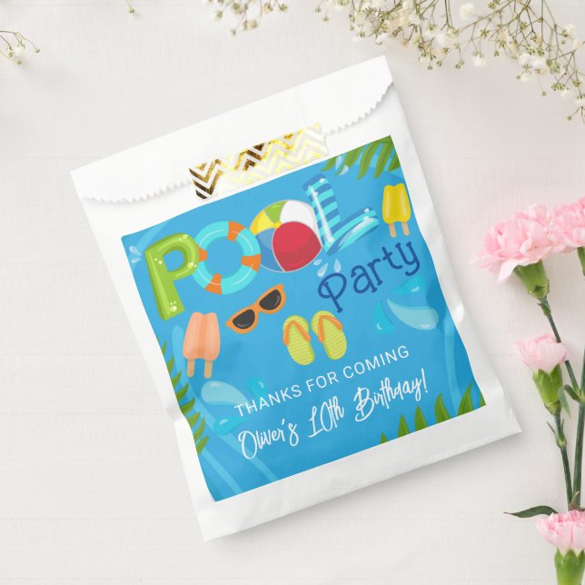 Sacolinha Festa de aniversário Summer Boy da piscina (Selado)