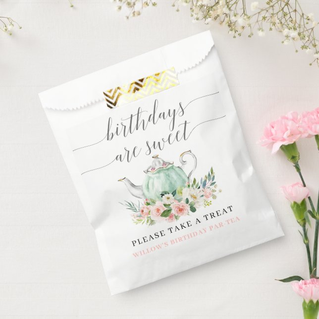 Sacolinha Festa de aniversário Tea Party Birthdays são doces (Selado)