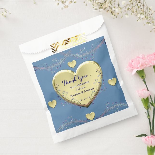 Sacolinha Festa de casamento Azul Elegante Floral (Selado)