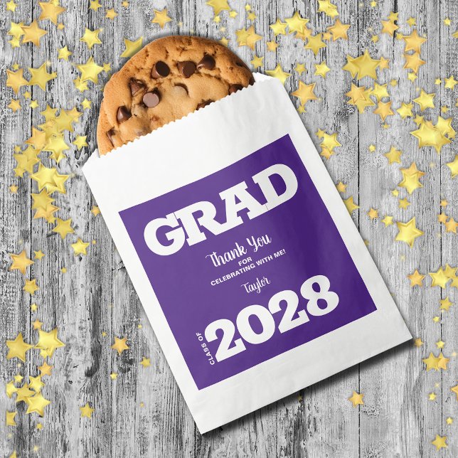 Sacolinha Festa de formatura branca roxa - Saco de Favor (Purple and White Graduation Party Treat Favor Bags)