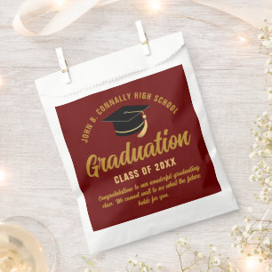 Sacolinha Festa de formatura Personalizada Dourada Maroon