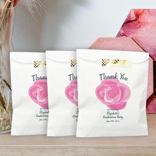 Sacolinha Festa de formatura Rosa Rosa Rosa Rosa Favor Saco (pink graduation party favor bags goodie bags treats grad graduate pink rose)