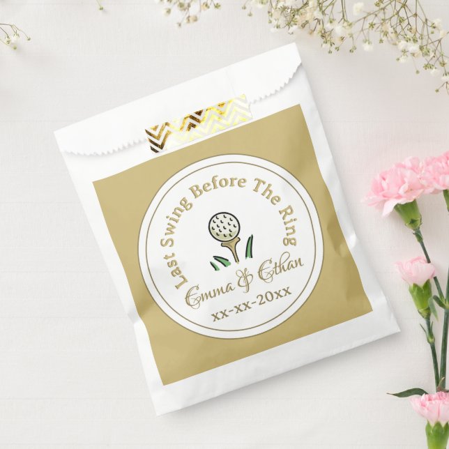 Sacolinha Festa de Golfe de Pré-Casamento Branca Dourada (Selado)