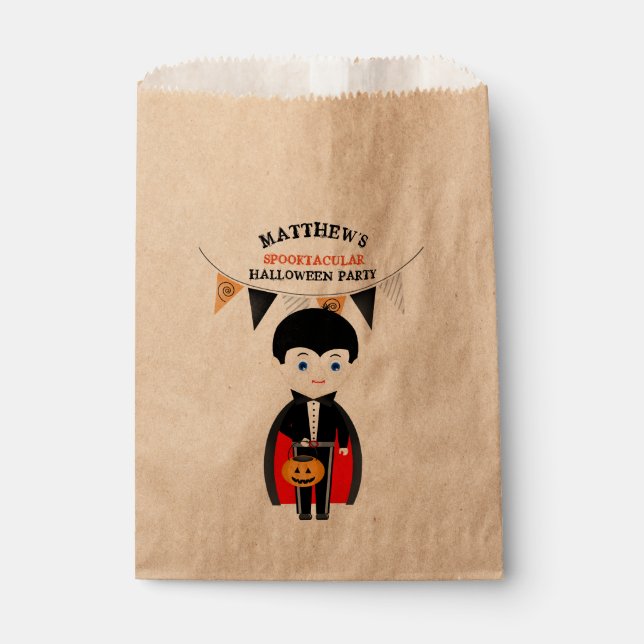 Sacolinha Festa de Halloween de Pequeno Vampiro (Frente)