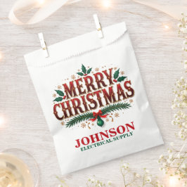 Sacolinha Festa de Natal no Escritório Vintage Holly Verde