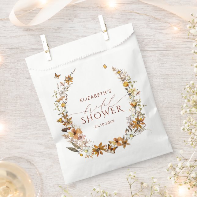 Sacolinha Festa de Noivado Floral de Terracota de Outono (Cortado)