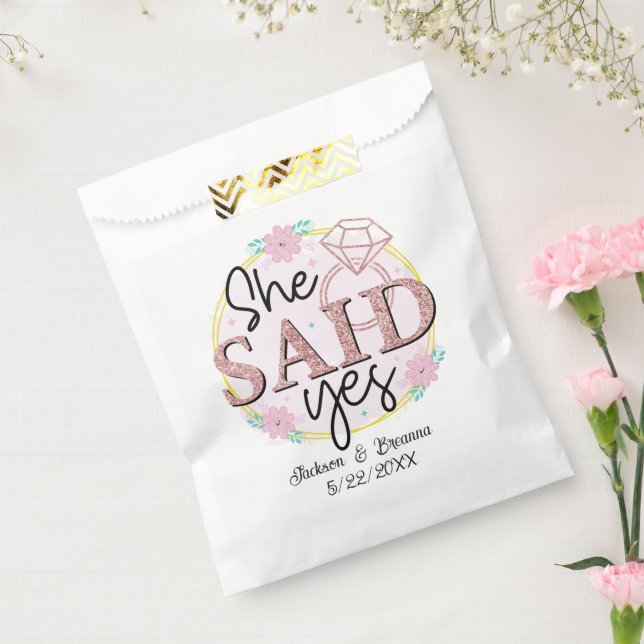 Sacolinha Festa de noivado fofa adicionar nomes data (Selado)