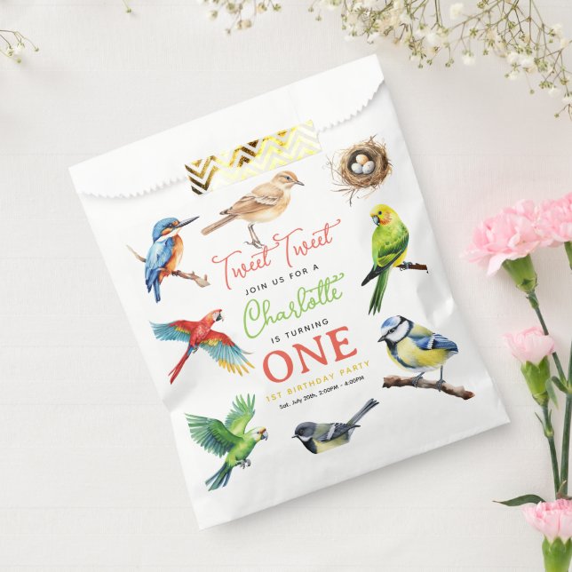 Sacolinha Festa de primeiro aniversario de Aves (Selado)