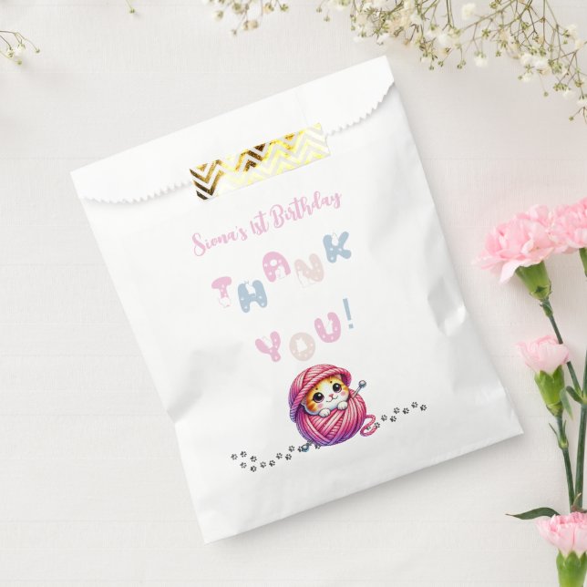 Sacolinha Festa de primeiro aniversario de Gatinha (Selado)