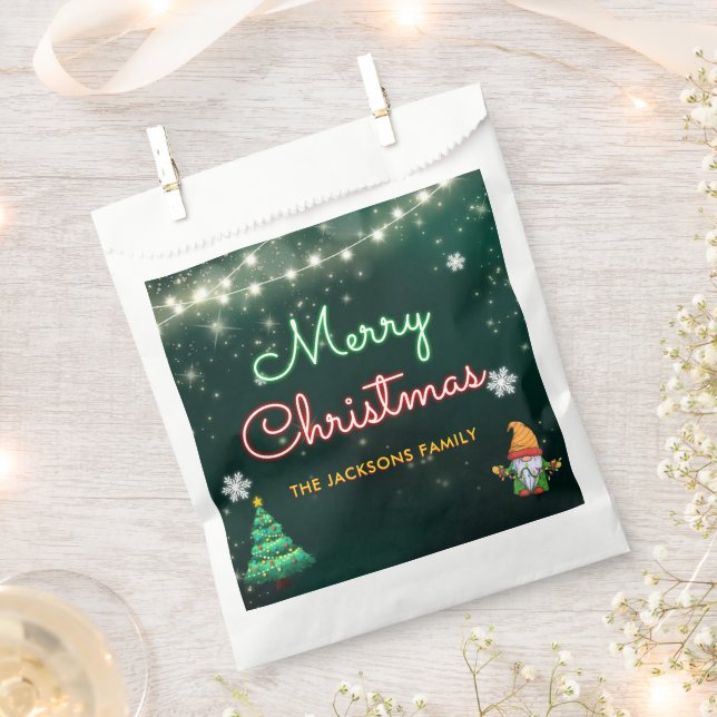 Sacolinha Festa Engraçado de Sinais de Natal Neon (Cortado)