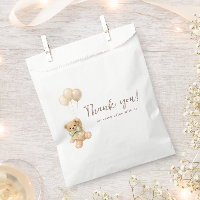 Sacolinha Festa Simples de Urso de Pelúcia Agradecimento (Cortado)